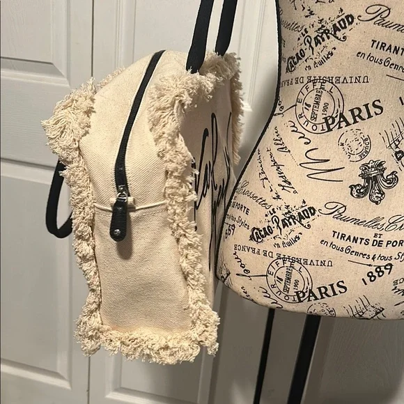 Karl Lagerfeld Paris "Elegance is Attitude" Cream Tote Bag - Picture 6 of 11